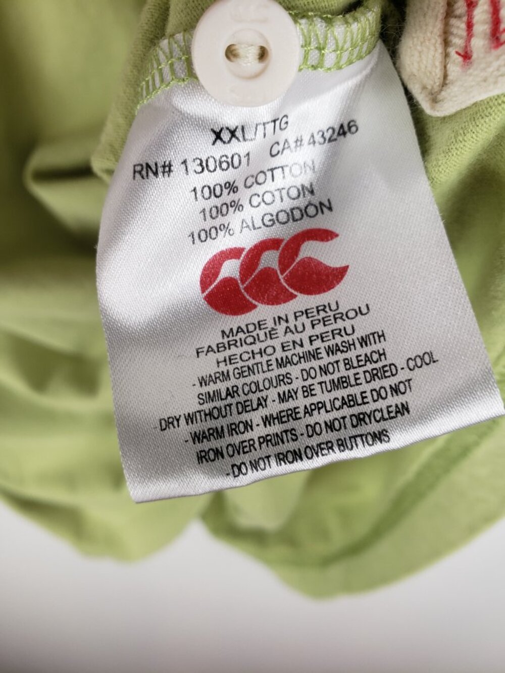 Canterbury of New Zealand Rugby Shirt Green Cotton Short Sleeve Polo Mens XXL - Picture 11 of 12